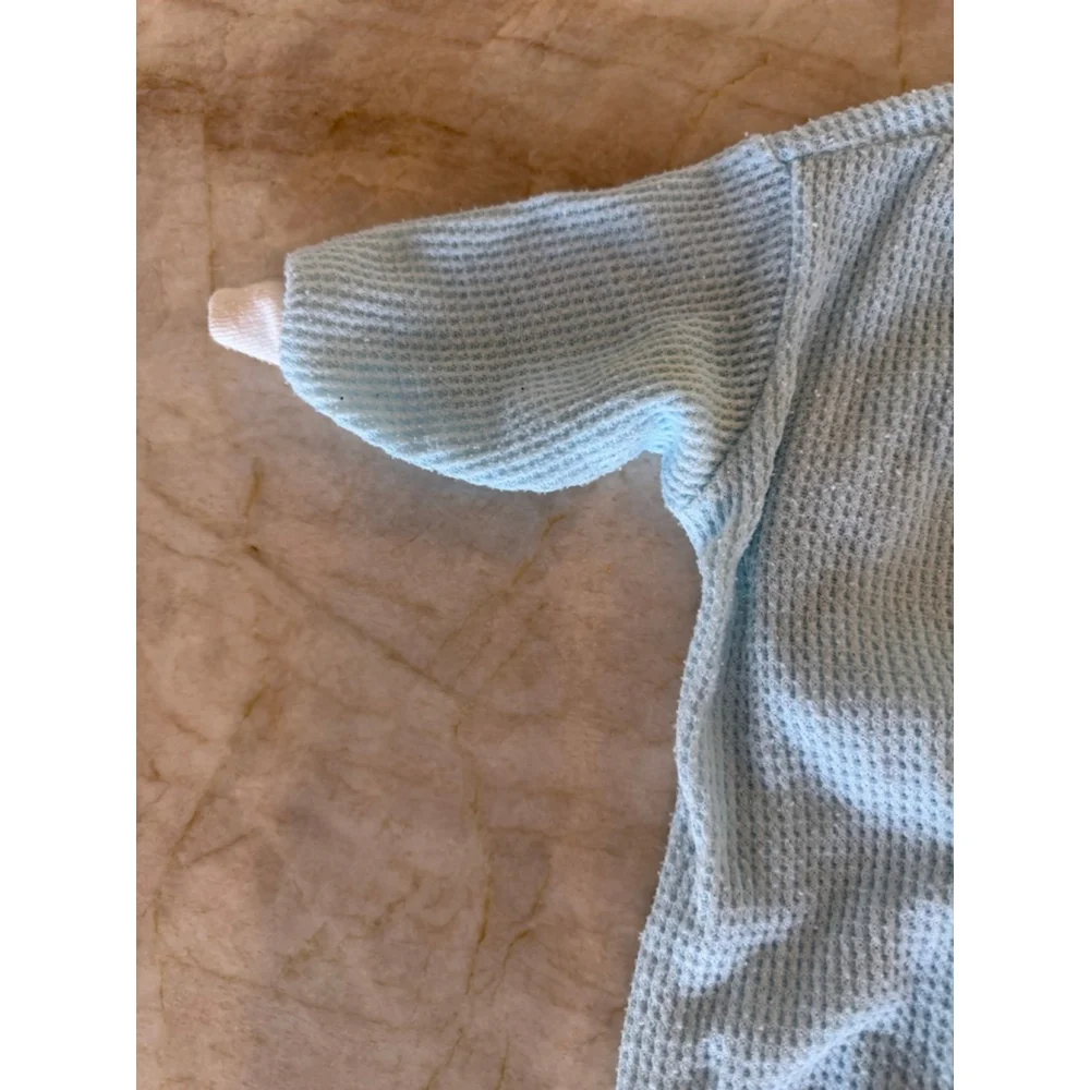 Vintage Baby Little-me Blue & White waffle-knit Footie 6 Months